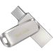 فلاش درايف USB فئة C سانديسك الترا دوال درايف لوكس، سعة 512 جيجا، فضي - SDDDC4-512G-G46