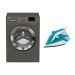 Beko Front Load Inverter Washing Machine, 7 Kg, Grey - WTV 7512 XMCI2, with Steam Iron, 2200 Watt - SIM 3122 T