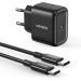 شاحن يو جرين بكابل USB، قوة 25 وات، اسود - 50581