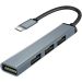 موزع USB وي كاست، 4 في 1، رمادي - T3005A