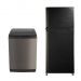 Sharp Top Loading Automatic Washing Machine, 11 Kg, Dark Silver - ES-TN11GDSP with No-Frost Refrigerator, 385 Liters, Black - SJ-48C(BK)
