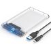 Eaget External Hard Drive Enclosure for HDD, SSD, 2.5 Inch, Transparent - YJ-HE66