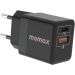 Momax One Plug Mini Wall Charger, 20 Watt, 2 Ports, Black - UC9D