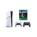 Sony PlayStation 5 Slim Disc Edition, 1TB SSD, with 2 Wireless Controllers, White and Camouflage and FC 24- White
