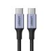 كابل يوجرين USB-C الى USB-C، قدرة 100 وات، 2 متر، رمادي واسود- US316