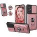 Case Compatible with Samsung Galaxy A71 Case with Removable Kickstand & Card Holder,Slide Camera Cover Built-in Magnetic Ring Stand Women Men Hybrid Armor Hard Luxury - Rose Gold