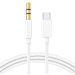 Type C USB-c to 3.5mm Male Audio Jack Aux Cable Adaptor 80cm compatible with Stereo Audio Cord Car Aux & mobile phone Samsung Galaxy, Google Pixel, OnePlus, iPad, huawei, Xiaomi - White