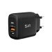 SIA Wall Charger, 30W, 1 USB-A Port, 1 USB-C Port, Black - SI-CH002B