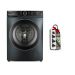 Toshiba Front Load Automatic Washing Machine, 9Kg, Inverter Motor, Morandi Grey - TW-BK100GF4EG(MK) with iLock Power Strip, 3 Outlets, 2860W - White