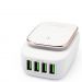 شاحن حائط USB لدينو، 4 منافذ، ابيض - A4405