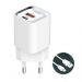 LDNIO Wall Charger, Dual Ports USB C to lightning, 30 Watt, White - A2317C