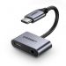 محول USB-C الى منفذ 3.5 مم ومنفذ شحن USB-C يوجرين، رمادي