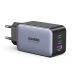 Ugreen Gan Fast Wall Charger, 65 Watt, 3 Ports, Black - CD244