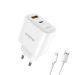 Oraimo PowerGaN Wall Charger, 25 Watt, 2 USB Ports, White - OCW-E100D