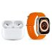 AirPods Pro Wireless Earphones - White with T900 Ultra Smart Watch, 2.09 Inch - Silver Case and Orange Strap