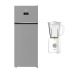Beko No Frost Top Freezer Refrigerator, 406 Liters, Silver - RDNE455M20XBIDEG, with Blender, 1.5 Liters, 600 Watt - TBN 62608 W
