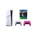 Sony PlayStation 5 Slim Disc Edition, 1TB SSD, with 2 Wireless Controllers, White and Pink  and FC 24- White