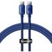كابل شحن ونقل بيانات USB فئة C باسيوس كريستال شاين سيريز، طوله 1.2 متر، ازرق - CAJY000603
