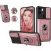 Case Compatible with Xiaomi Redmi A1+ A1 Plus Case with Removable Kickstand & Card Holder,Slide Camera Cover Built-in Magnetic Ring Stand Women Men Hybrid Armor Hard Luxury - Rose Gold