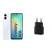 Samsung Galaxy A06, 64GB, 4GB, 4G LTE, Dual SIM- Light Blue with Samsung USB-C Wall Charger, 25 Watt, Black - EP-T2510NBEGWW