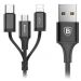 Baseus 3 in 1 USB Charging and Data Cable, 1.2 Meters, Black - CA3IN1ZY01