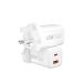 Wiwu Nano Wall Charger, 65 Watt, 1 USB-A and 1 Type-C Ports, White - Wi-U012