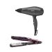 Babyliss Hair Dryer, 2000 Watt, 3 Temperatures, Black - 5910E, with iPro 230 Steam Titanium Ceramic Hair Straightener Set- ST396ALE