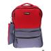Gharibo Bags School Backpack With Pencil Case for Kids, Colored Pattern - Red and Grey
