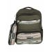 Gharibo Bags School Backpack With Pencil Case For Kids, Feathers Pattern - Olive