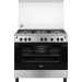 Zanussi Steel Max Gas Cooker, 5 Burners, Black and Silver - ZCG923A6XA