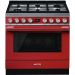 Smeg Free-Standing Gas Cooker, 6 Burners, Red - CPF9GMR
