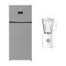 Beko No Frost Top Freezer Refrigerator, 420 Liters, Brushed Silver - RDNE420K02DXITEG, with Blender, 1.5 Liters, 600 Watt - TBN 62608 W