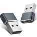 USB Type C female to USB A male Adapter, 2 Pieces - Grey