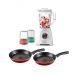 Moulinex Blendforce Blender with 2 Mills, 2 Liters, 800 Watt, White - LM4231EG with Tefal Tempo Flame Fry Pan, 18 CM, Red - 220091518 and  Flame Fry Pan, 24 CM, Red - 220091524