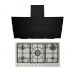 Beko Built-In Gas Hob, 5 Burners, Silver - HIMW 95226 SXEL with Beko Built-in Decorative Hood, 90cm, Black - HCA92640BHE