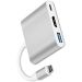 3 in 1 USB-C Hub for Type-C Devices - Silver