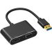 USB-A to HDMI VGA Hub, 2 Ports - Black