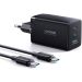 Joyroom GaN Ultra Fast Charger, 65 Watt with Type-C to Type-C Cable, 100 Watt, Black - JR-TCG01
