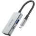 قاعدة شحن USB-C فيدفي Hub04، منفذ طاقة PD بقوة 100 وات، 3 في 1 - رمادي غامق