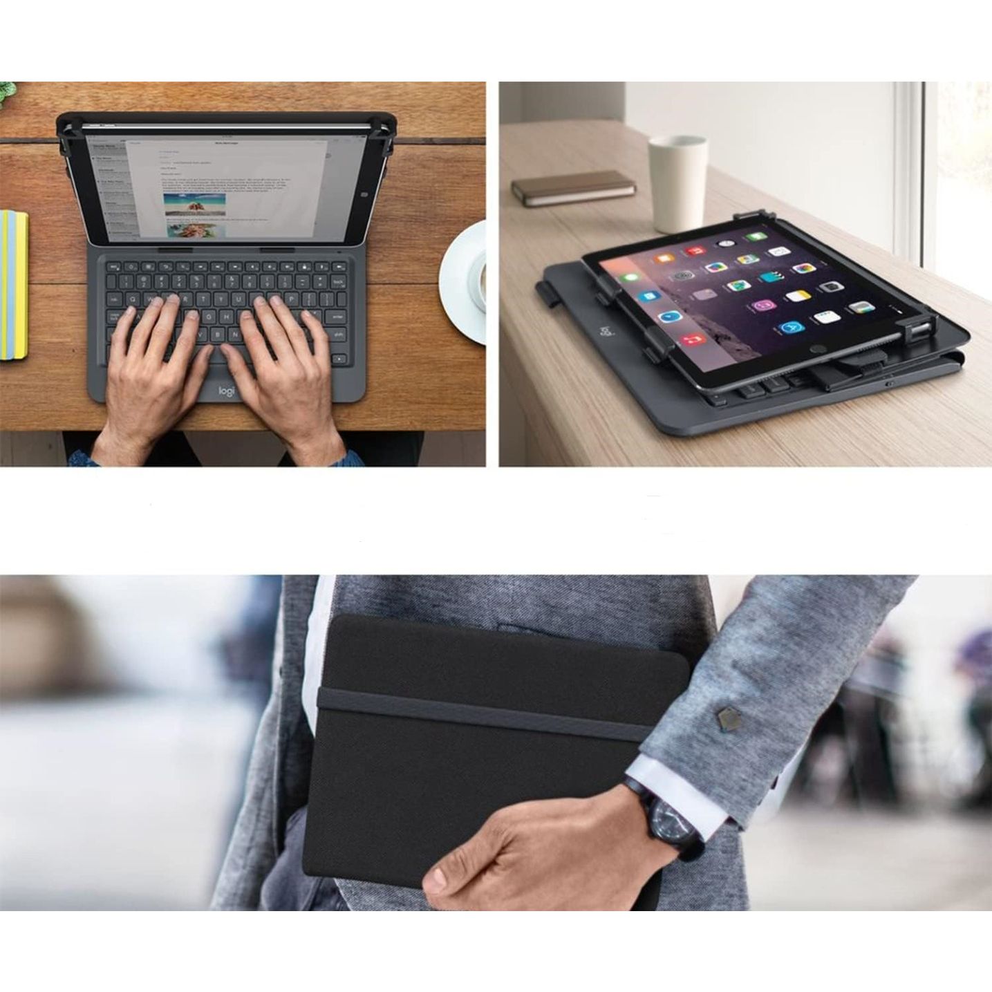 Logitech Universal Folio Case with Integrated Bluetooth Keyboard and ...