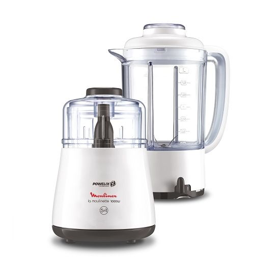 Moulinex La Moulinette Chopper and Blender, 500ml, 2 Liters, 1000 Watt, White - DPA241EG