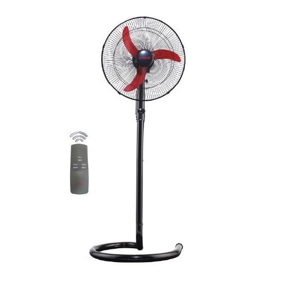 Fresh Shabah Stand Fan with Remote, 18 Inch, Black and Red