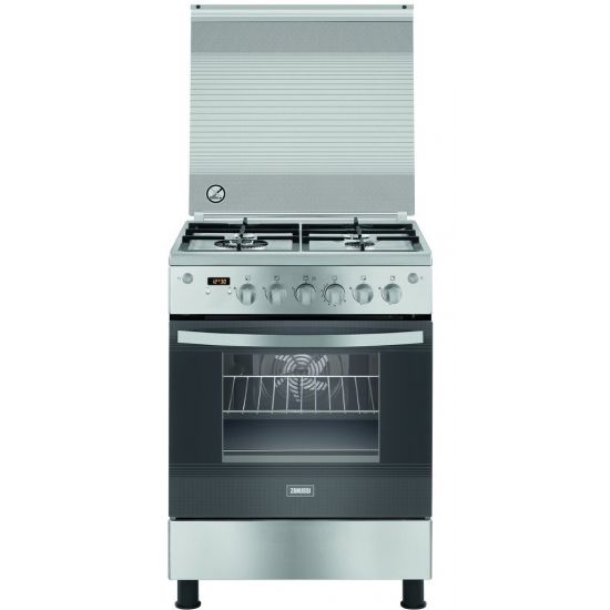 Zanussi Gas Cooker, 4 Burners, Stainless Steel- ZCG64396XA