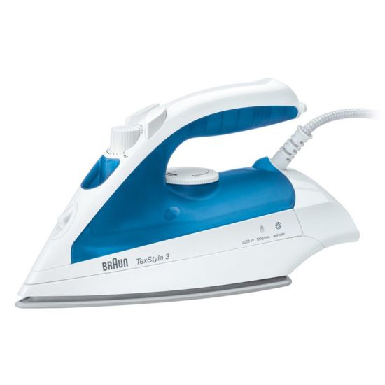 Braun TexStyle 3 Steam Iron, 2000 Watt, White/Blue - TS 340 C