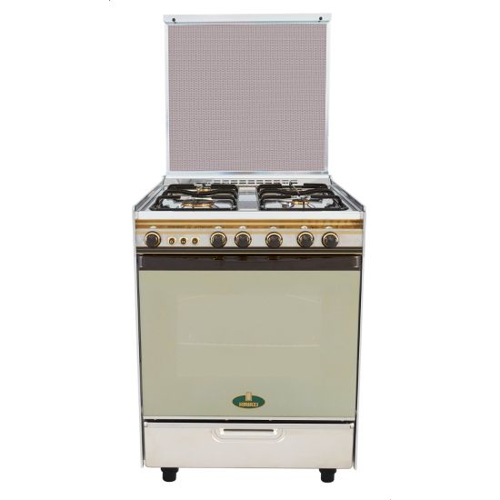 Kiriazi Gas Cooker 4 Burners, Silver - 6400 SS