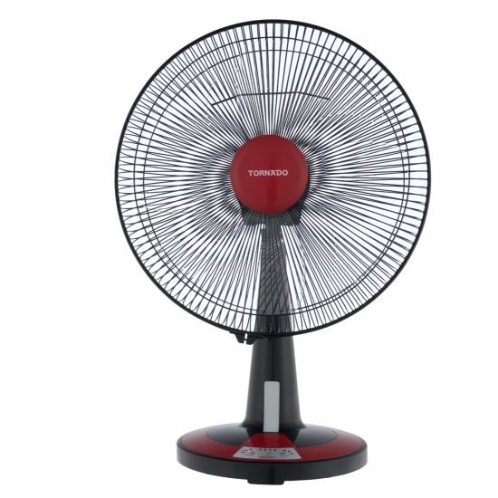 Tornado Desk Fan Without Remote Control, 16 Inch, Black and Red - TDF16D