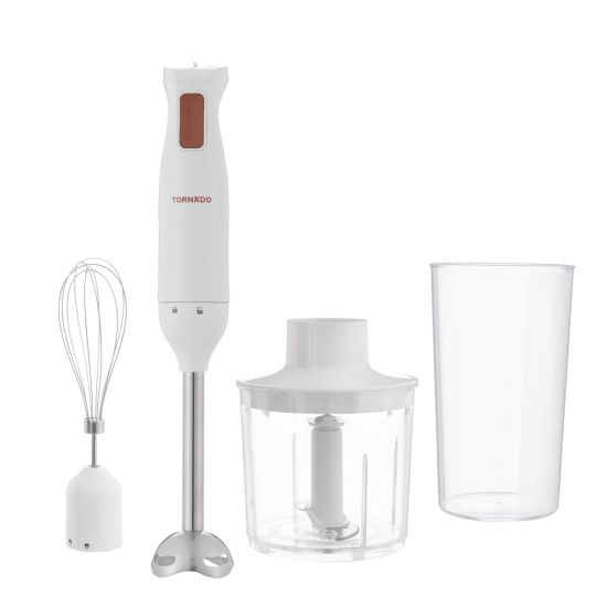 Tornado Hand Blender with Attachments, 250 Watt, White - HB-250T