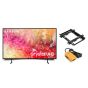 شاشة تلفزيون سامسونج سمارت 43 بوصة بدقة4K UHD، وتقنية LED مع ريسيفر داخلي - 43DU7000 مع حامل شاشة تلفزيون - اسود و مشترك كهرباء ميني اي لوك، 3 منافذ، 2500 وات - اصفر واسود