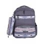 Gharibo Bags School Backpack With Pencil Case For Kids, Feathers Pattern - Grey