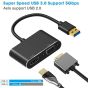 USB-A to HDMI VGA Hub, 2 Ports - Black